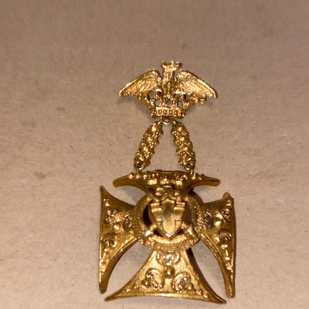Gold Ornate Cross Brooch